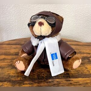 American Express Amex 6" Brown Aviator Bomber Advertising Plush Teddy Bear